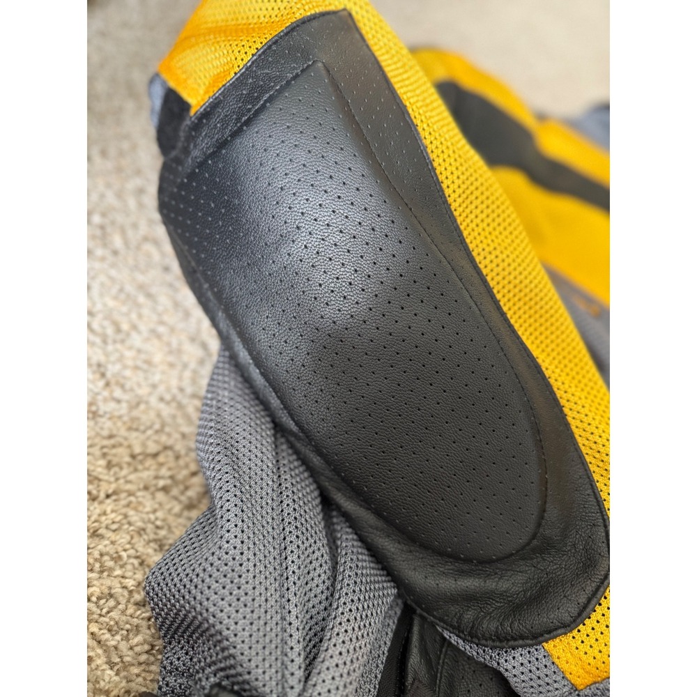 Fieldsheer High Temp Leather Mesh Motorcycle Jacket black yellow men size 12/14 - Picture 11 of 15